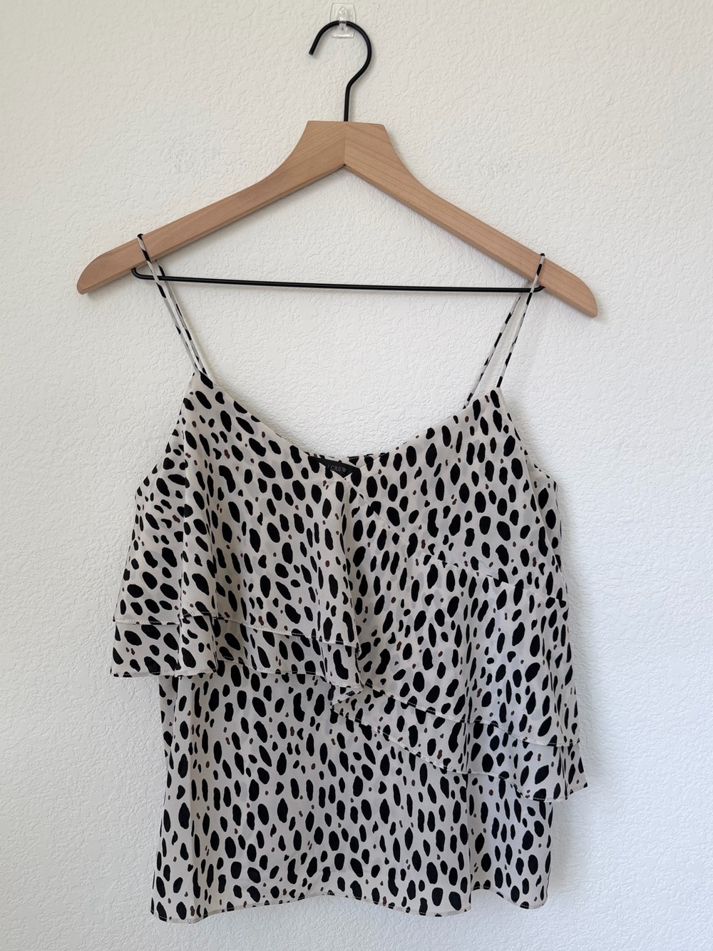 J. Crew Ruffle Cami Tank Top Blouse Leopard Print Size 2 - Picture 12 of 13